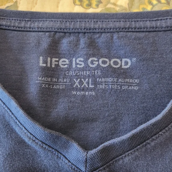 Life Is Good Crusher Tee Long Sleeve Blue Pullover Floral Womens Size XXL - Picture 5 of 5
